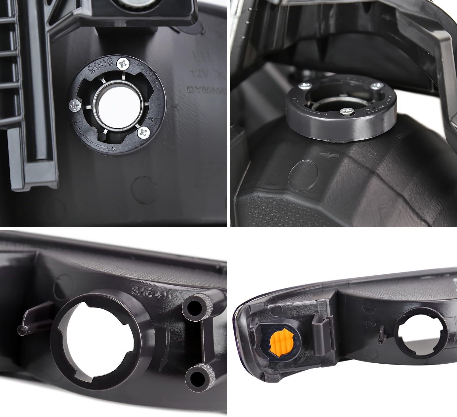 SPEC-D TUNING Black Smoke Headlights + Bumper Lights Compatible with 1999-2006 GMC Sierra 1500 2500 3500, Left + Right Pair Headlamp Assembly