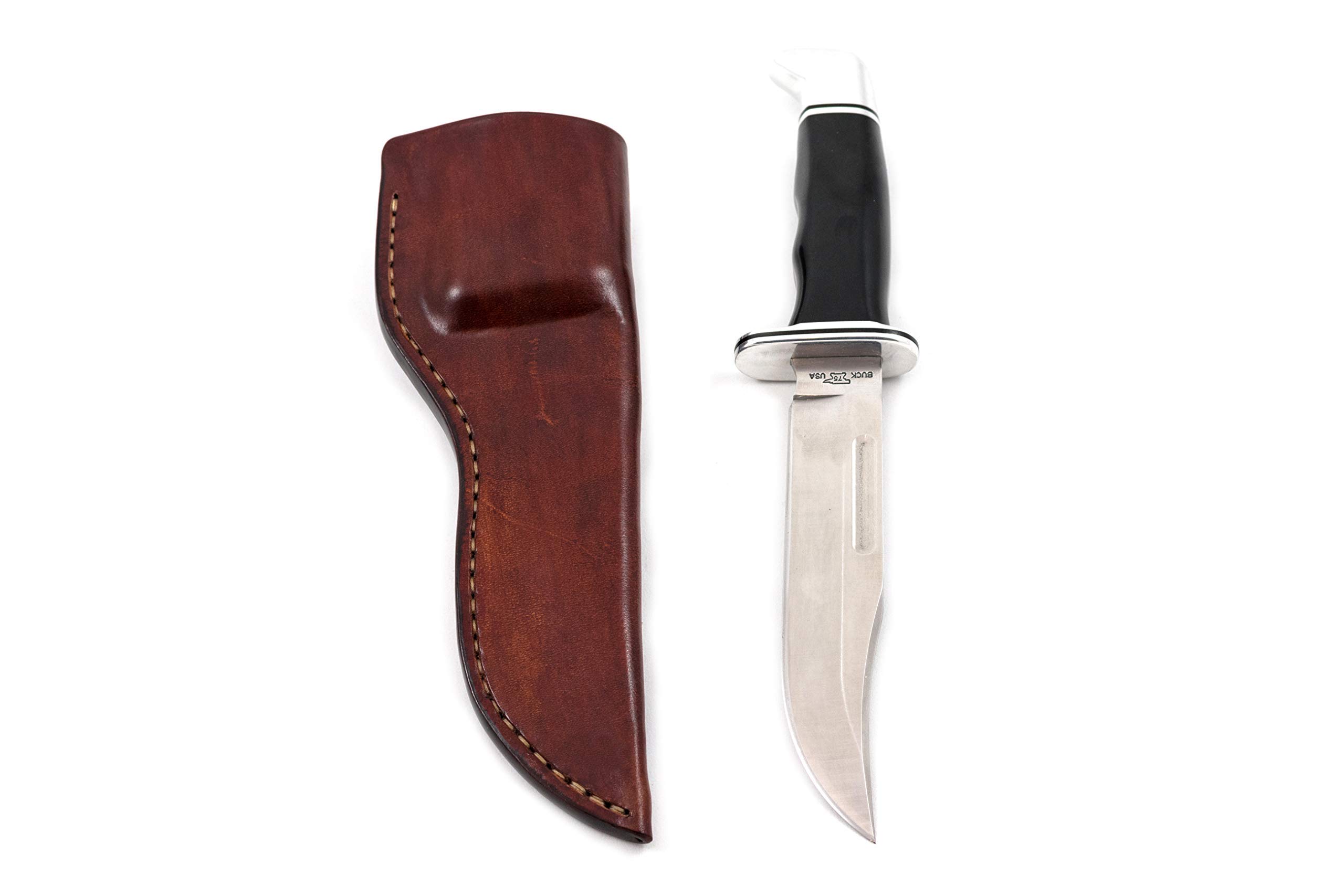 Leather sheath for Buck 119 with belt loop and dangler, hunting knife