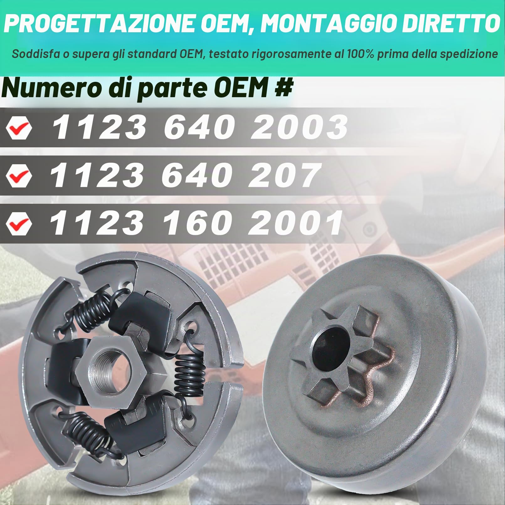 Kit 3/8" Ruota Dentata Frizione per Stihl 017 018 MS170 MS180 021 023 025 MS210 MS230 MS250, ADEFOL Pignone + Tamburo Frizione + Cuscinetto + Vite Senza Fine + Rondella + E-Clip + Candela