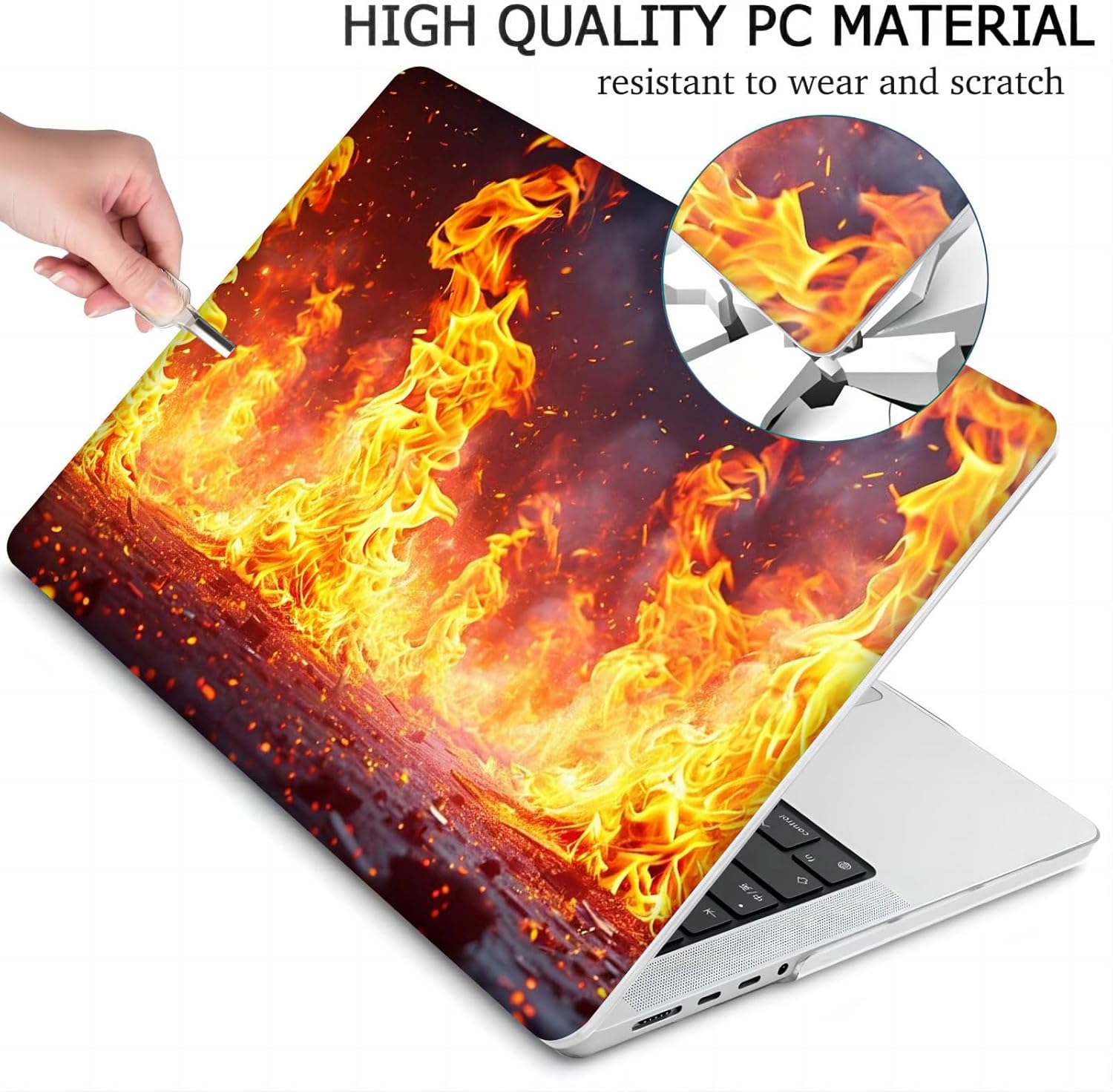 Compatible with MacBook Neo 13-inch, Hard Shell Case with Keyboard Cover and Screen Protector (A3404 A18 Pro chip, 2026 Release) - Fire Flames MC21544