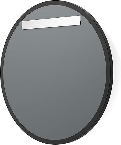 Miniatura 5 de Better Bevel - Espejo con marco de metal negro de 24 x 24 pulgadas, espejo redondo para pared de baño