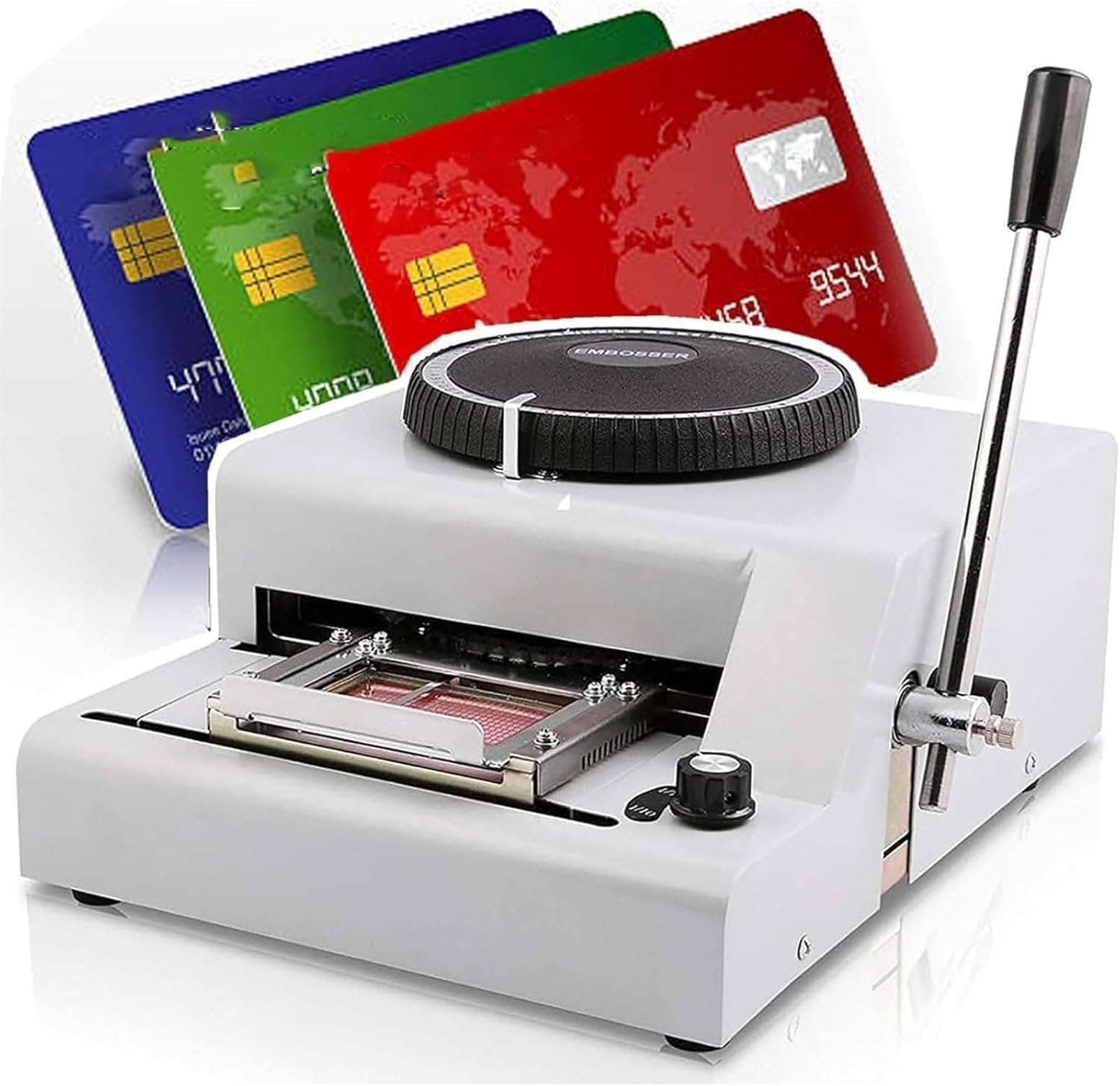 HTDRE Dog Tag Coding Embosser Machine 72 Coded Characters Manual Dog Tag Embosser Machine with 30 Aluminum Dog Tag,Manual Embossing Machine,PVC Card Embosser