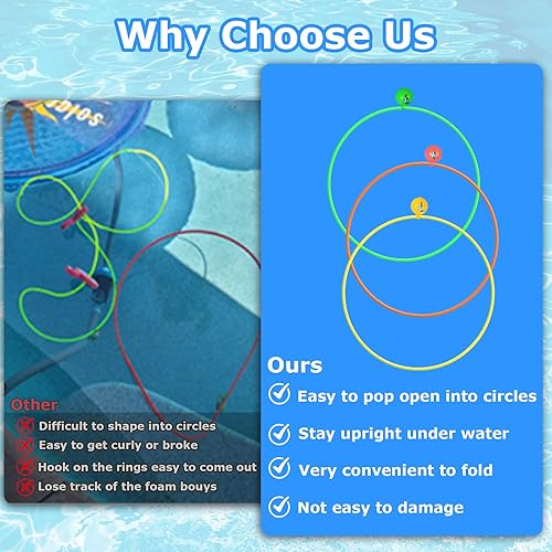 Miniatura 3 de EnriQ Juguetes de piscina, anillos de buceo, anillos de natación, juego de piscina, juguetes de natación con anillo de buceo, gemas de buceo bajo el