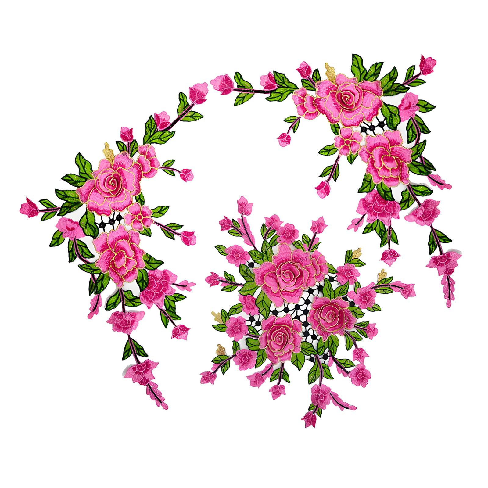JSGHGDF Multipurpose Flower Embroidered Sticker Sewing on Embroidery Applique for Jackets Dress Cheongsam Costume Polyester Iron on Fixes
