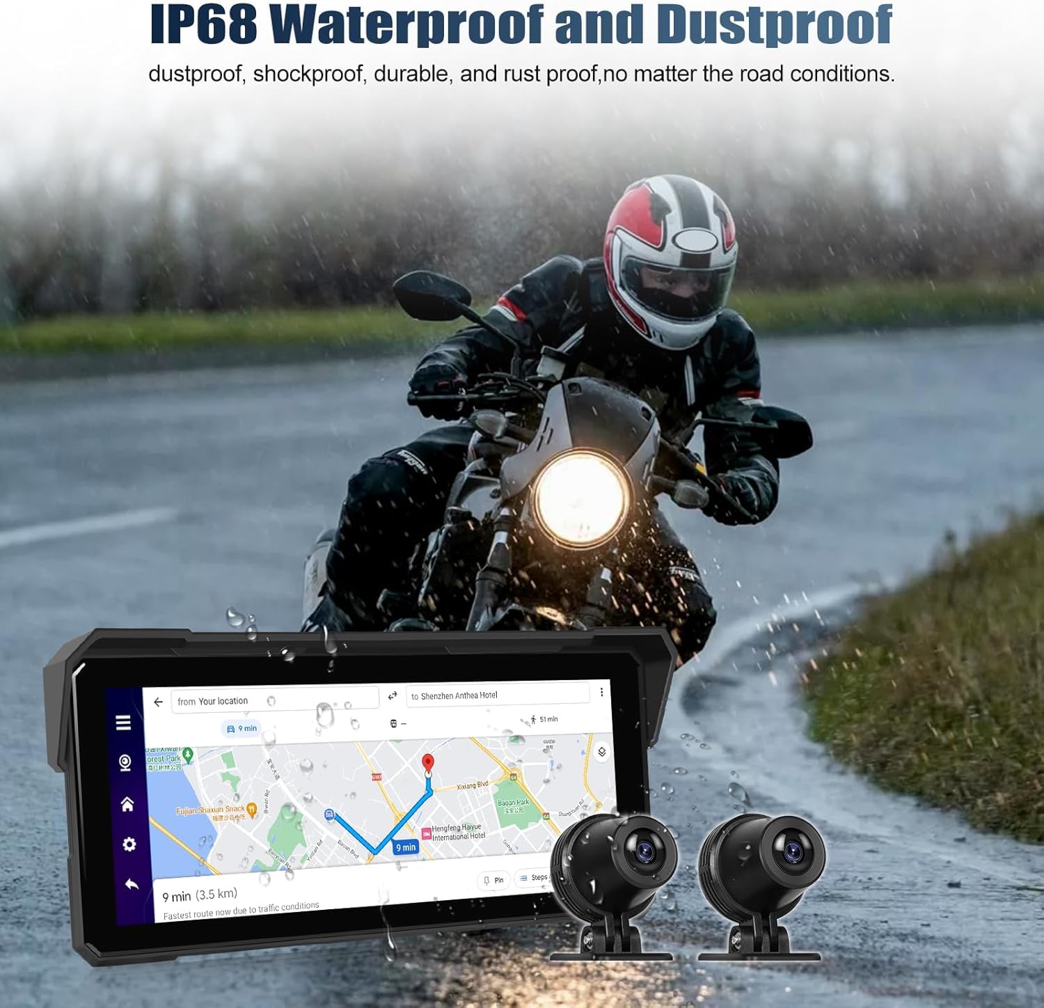 CAMECHO Cámara de salpicadero para motocicleta, pantalla Carplay y Android Auto para motocicleta, Carplay Moto, IP68 impermeable, pantalla táctil de 8.1 pulgadas para motocicleta, Carplay inalámbrica