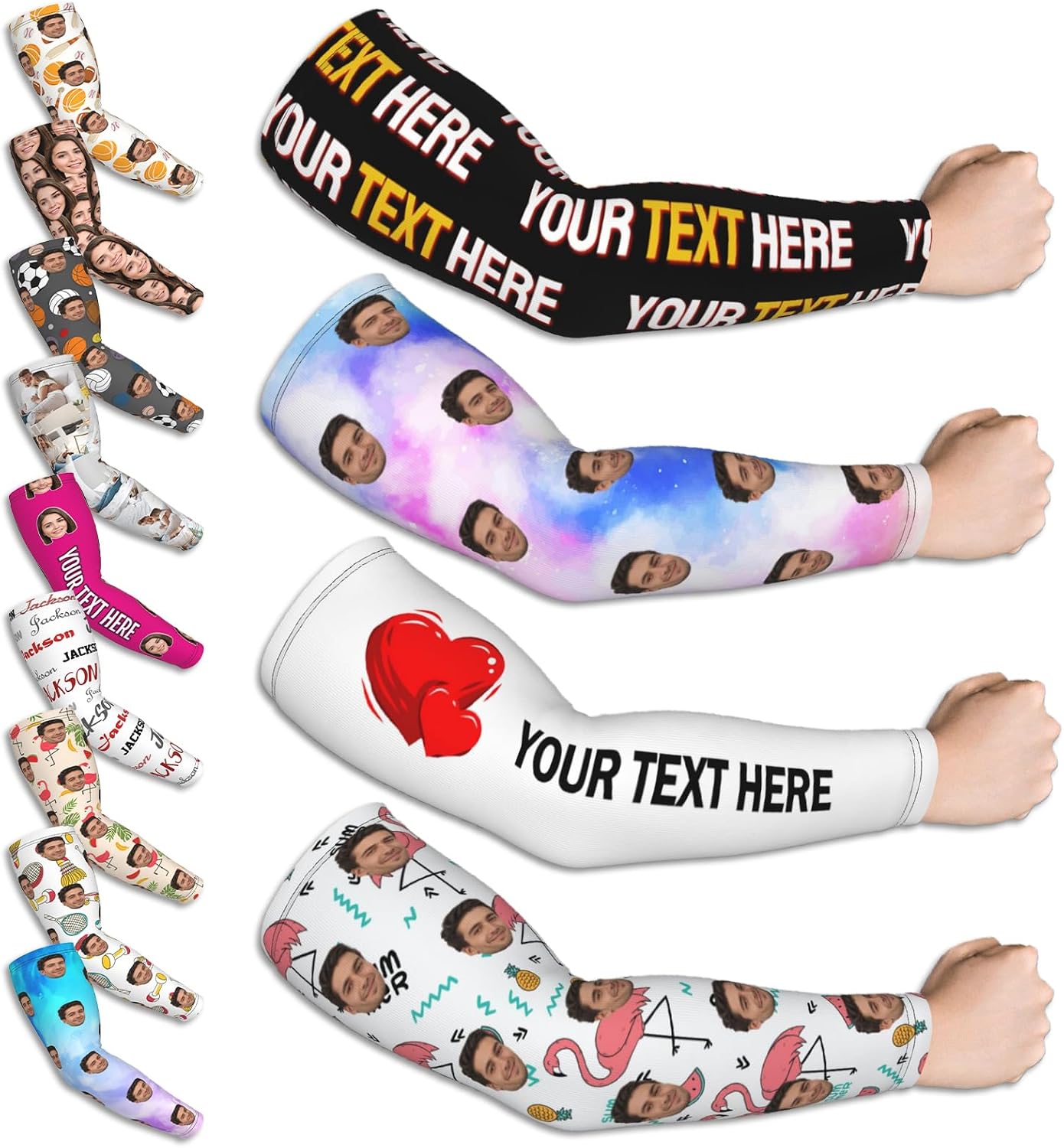 Custom Arm Sleeve Personalized Add Your Image Text Logo Personalized Sun Protection Compression Arm Sleeves