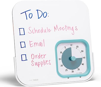 TIME TIMER MOD with Dry Erase Board 60-Minute Visual Countdown Timer with Magnetic Whiteboard for Notes, Chores, Classroom and Office Reminders, Visual Schedules, for Kids and Adults (Blue)