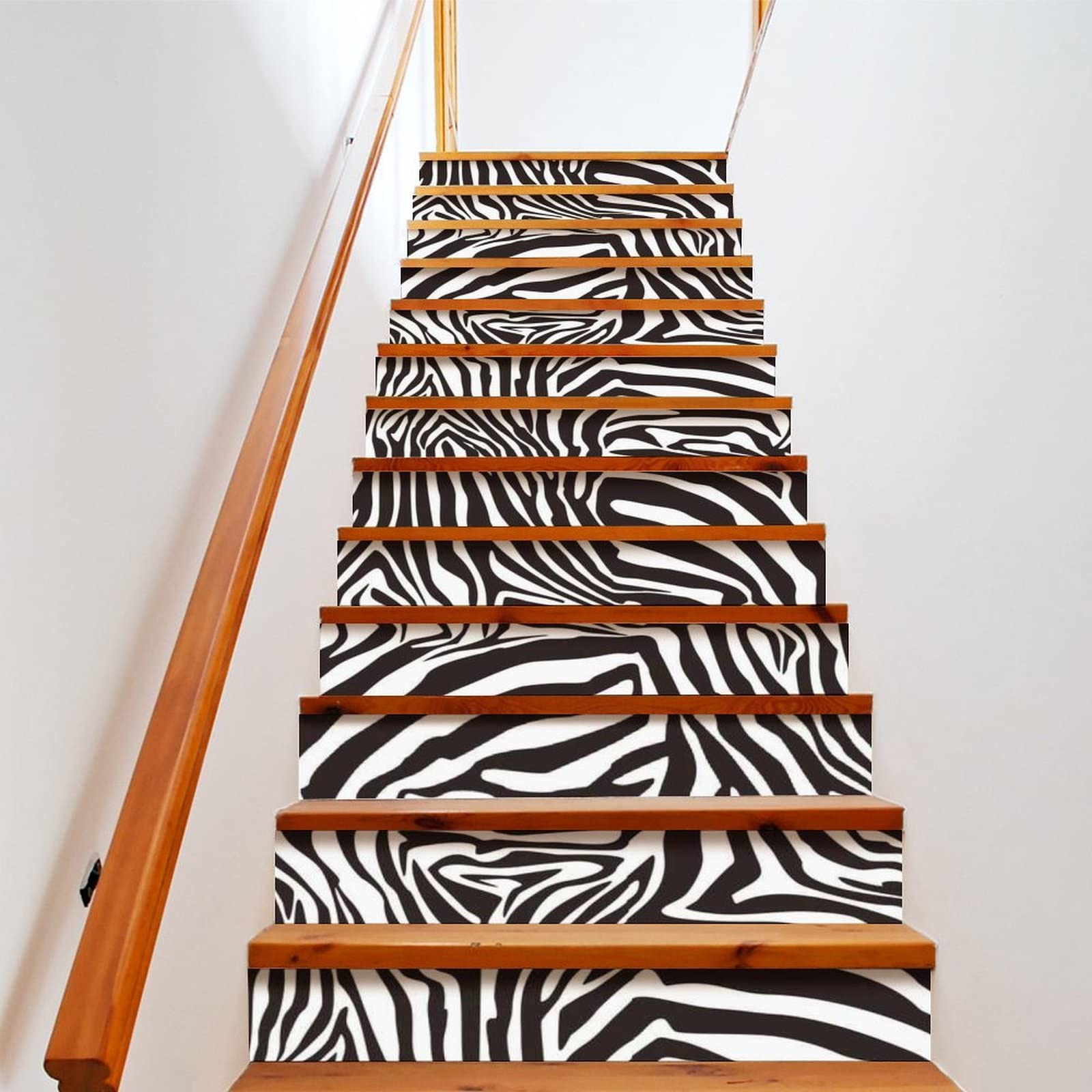 Zebra Stripes Stairs Stickers Self Adhesive Staircase Stickers Stair Riser Decals Wall Stickers for Home Decor