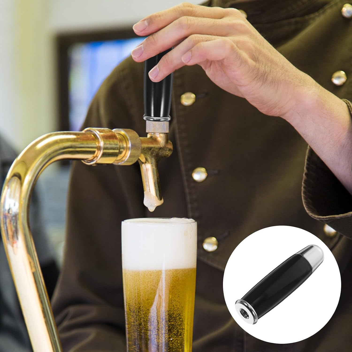Beer Tap Handle Replacement Metal and Plastic Draft Faucet Handle Compatible with Standard Keg Taps Home Brewing Accessories
