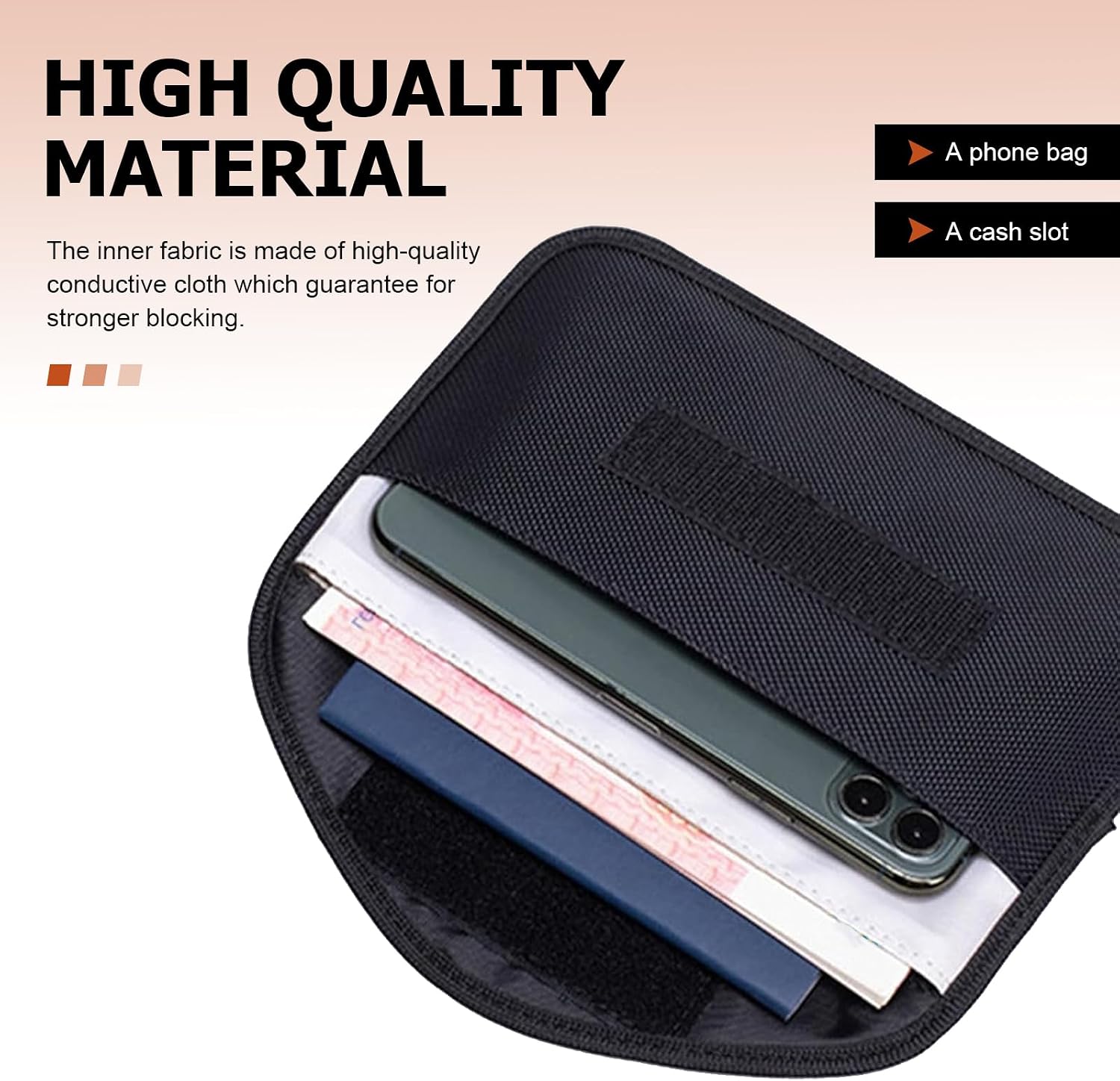 2 PCS Car Faraday Bags, Phone & Car Key Signal Blocking Pouch, Anti-theft Anti-tracking Shield Bag with Hook Loop Closure, Portable Anti-scratch Oxford Cloth Organizer (Black)