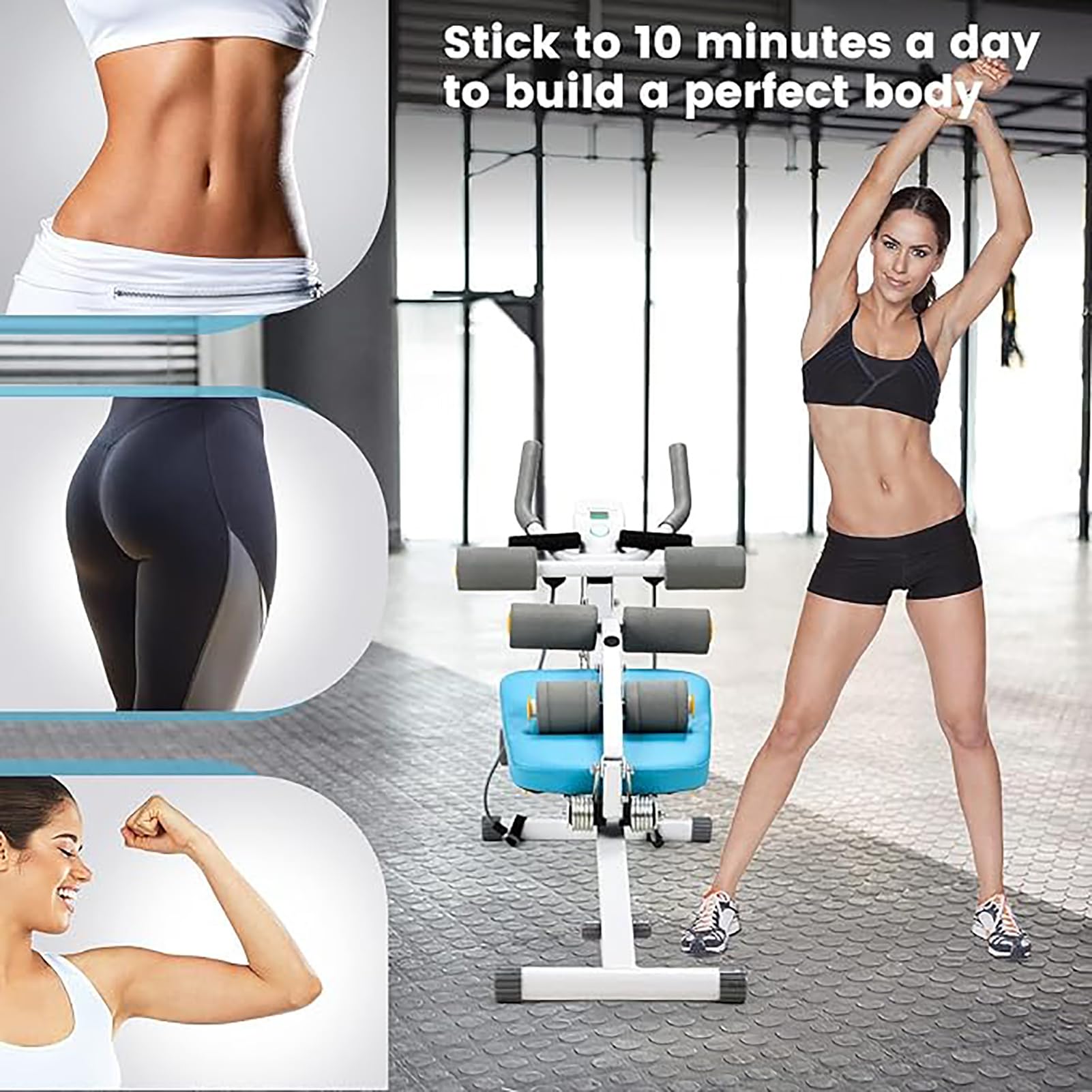 Macchina per allenamento addominale con altezze regolabili, macchina pieghevole per esercizi addominali e core, attrezzatura per allenamento addominale per palestra domestica, personal trainer, blu