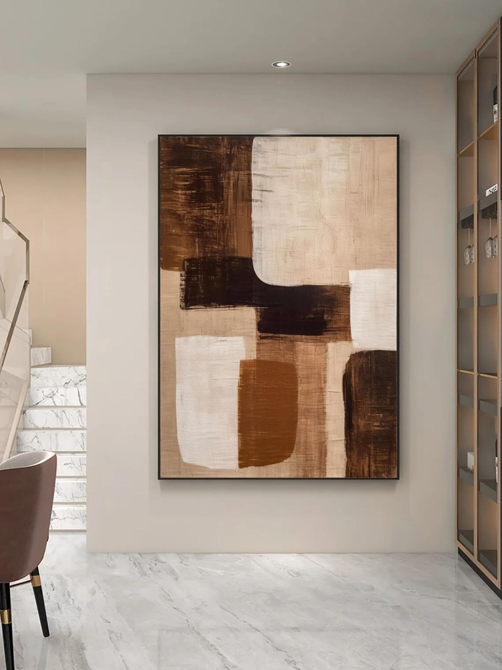 KDOVOKD Large Nordic Wall Art Abstract Painting Beige Brown Painting Canvas Art Wall Decor Minimalist and Modern Home Decor 60x90cm(24x35in) No frame