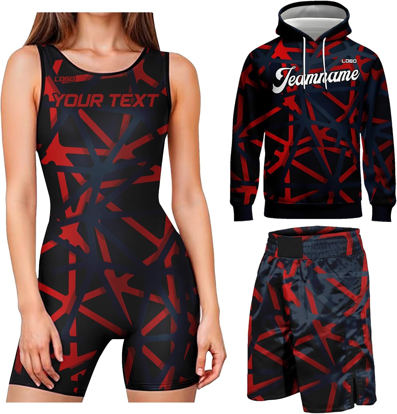 Custom Tracksuits Women's Armor 3 Pieces Hoodie Shorts Wrestling Singlet