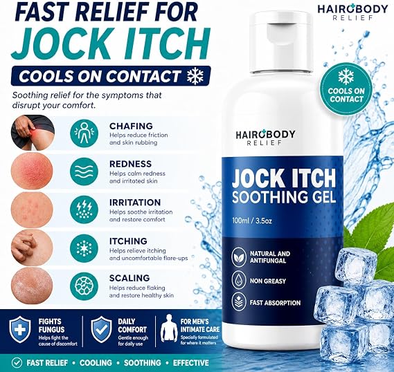 Cooling Fast Relief for Jock Itch |New HAIRO Relief - Jock Itch Gel 100ml | Jock Itch Treatment for Men & Women | Cools ON Contact – Better Than Jock Itch Cream
