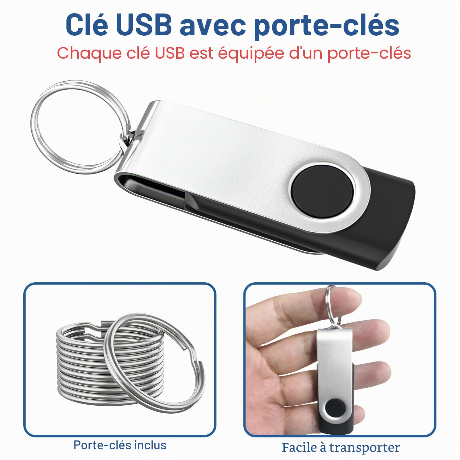 Cle USB 4 Go Lot de 20 Clés USB 2.0 Flash Drive Stockage Rotation Disque Mémoire Stick Clé USB Lot 4Go Stockage Données avec Lumière LED,Noir