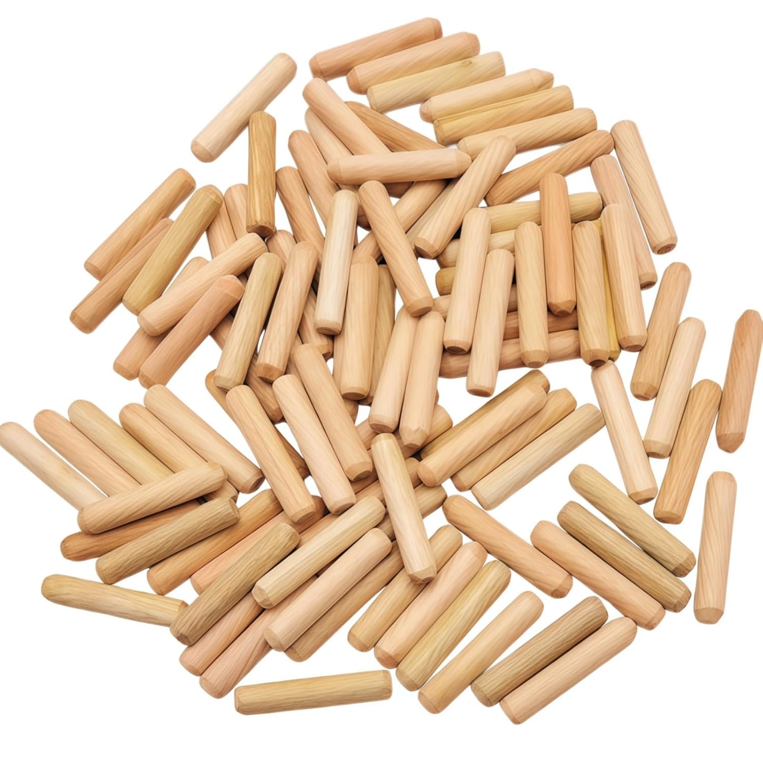 100Pcs 1/4" x 1-3/16" Wood Dowels, Fluted Hardwood Pins