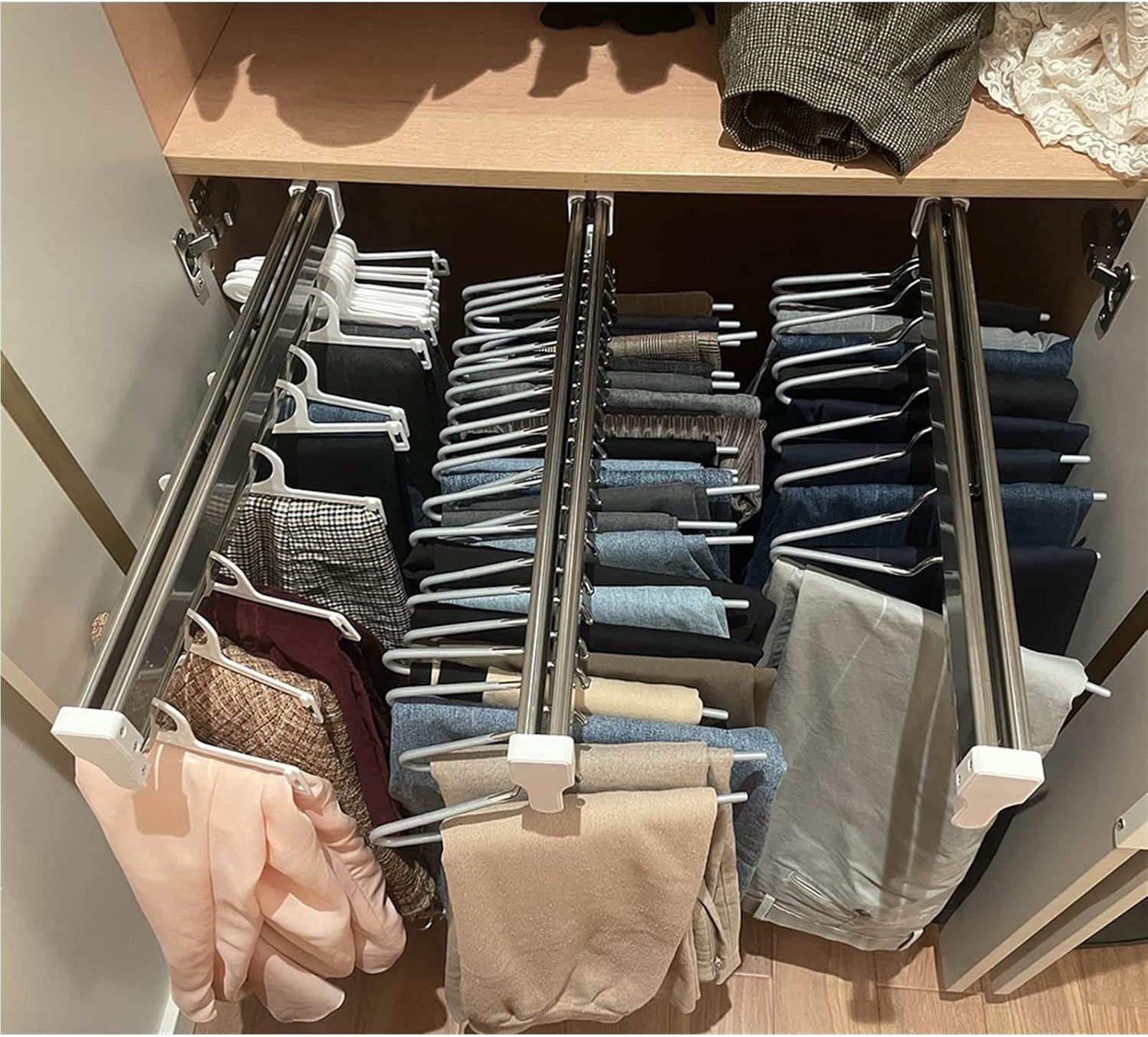 Heavy Duty Extendable Pull Out Closet Rod - Closet Clothes Hanger Rail, Load 25kg Pull Out Closet Clothes Hanger Rail, 30-80cm Extendable Closet Rod, Wardrobe Clothing Rail ( Size : 800mm/31.5inch )