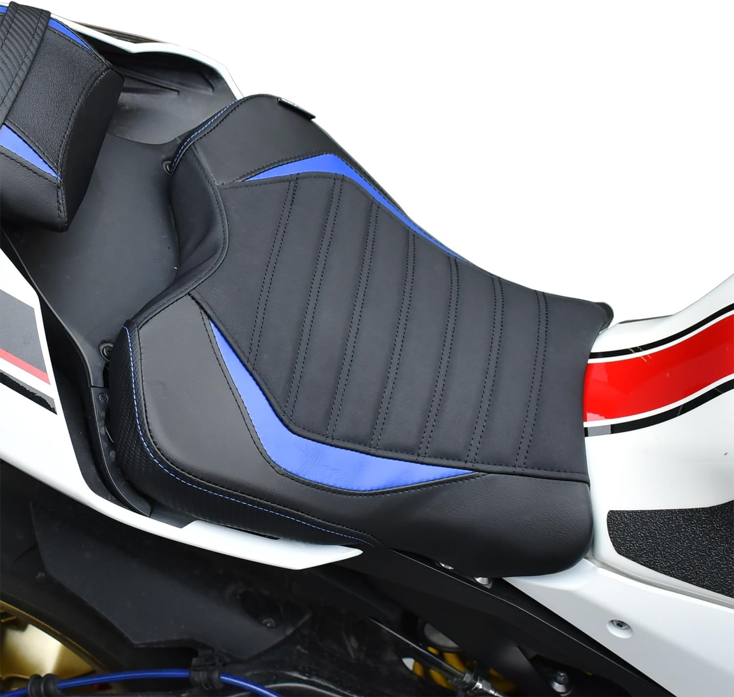 Motorcycle Rider Comfort Seat Fit for Yamaha YZF-R1 YZF-R1M 2015-2025, Leather Front Driver Saddle Solo Cushion Pillion Pad, Blue