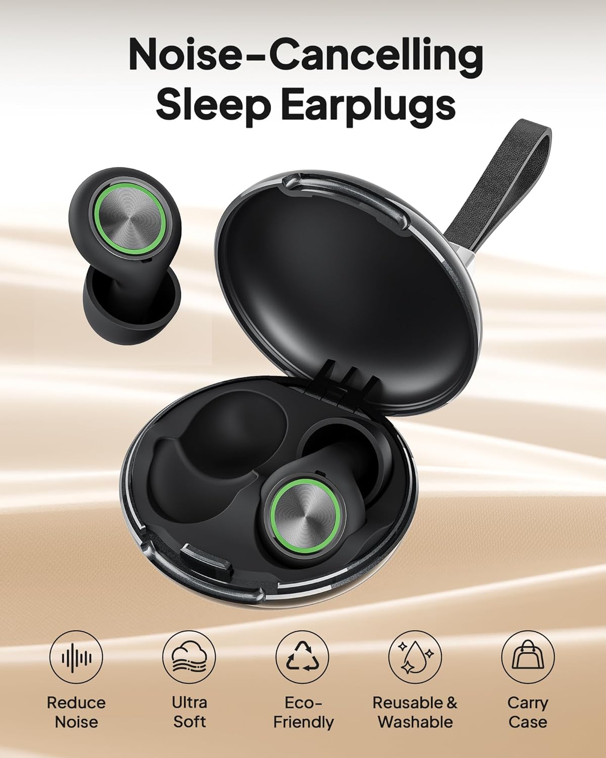 Ear Plugs for Sleeping Noise Cancelling, Reusable Silicone Ear Plugs for Sleeping with 8 Eartips and Case