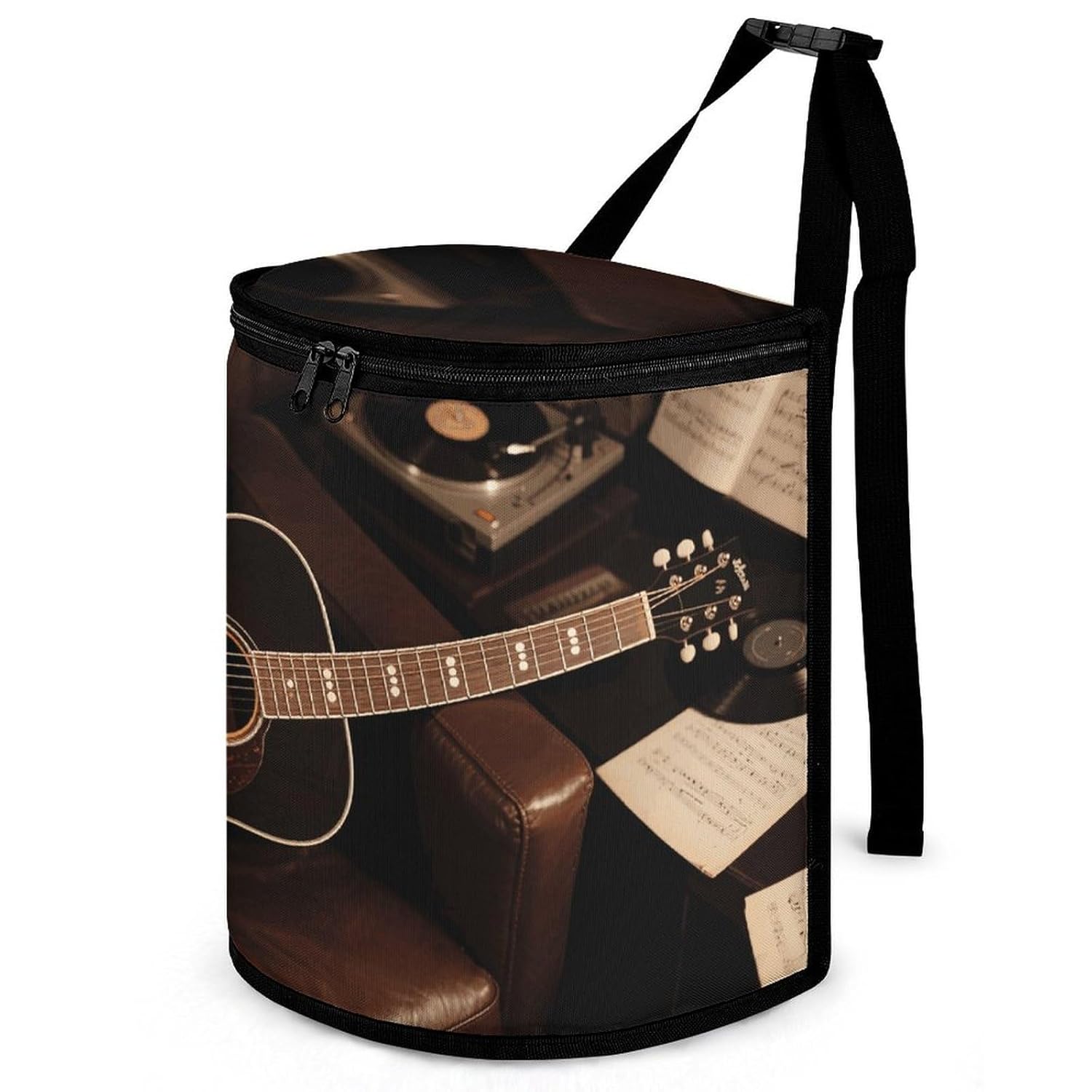 Leakproof Car Trash Can 2.5 Gallon, Durable Automotive Garbage Bag with Waterproof Liner, Musical Guitar Trash Bag for Car, Truck, RV & Bathroom