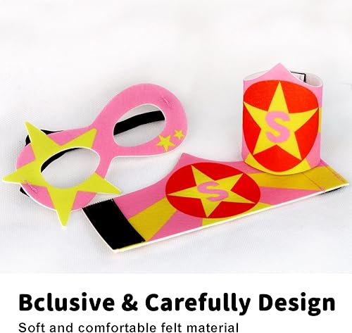 Miniatura 7 de iROLEWIN Capas y máscaras de superhéroes para niños, pulseras y disfraces de superhéroes para niñas, regalos de juguetes de fiesta