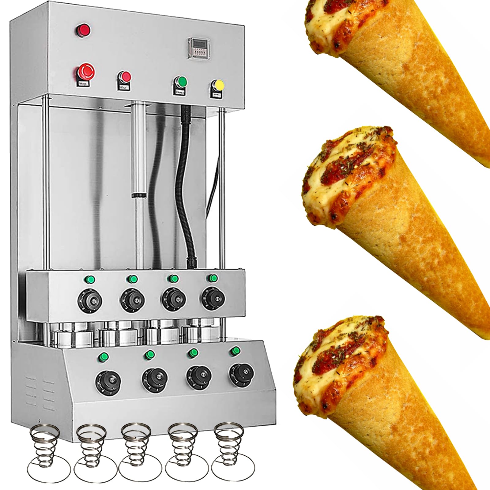 Stainless steel Pizza Cone maker Stand Ice Cream Cone machine 4 conical maker with 8 temperature controller 1 timer (cone maker, 220V/50HZ)