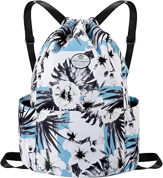 HUA ANGEL Drawstring Backpack Bag, Sport Gym Sackpack Lightweight Small Gym Bag for Men Women Pull String Sport Beach Bag