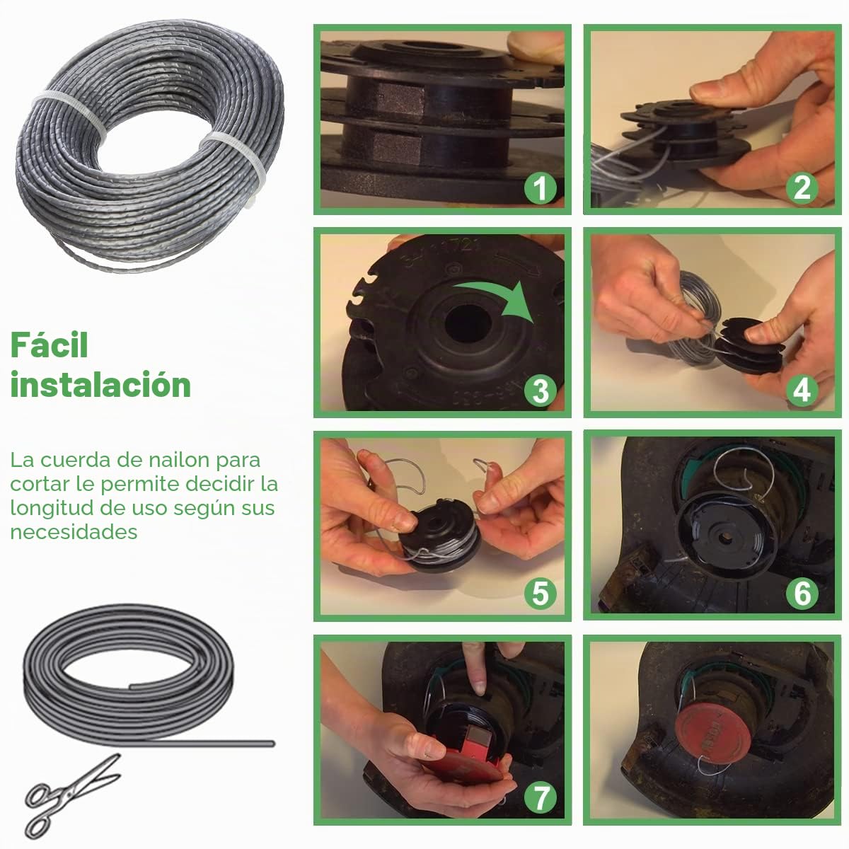 ZAMDOE Recortadora de línea Φ1.6mm 30m Nylon Trimmer Line F016800462 Reemplazo para Bosch Art 30-36 LI, Art 24, Art 27, Art 30, Art 23/26 SL Bobina de Hilo, Easygrasscut 23/26/18