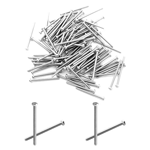 Miniatura 32 de MroMax 30 tornillos de máquina Phillips de cabeza plana M2 x 0.197 in, acero inoxidable 304 18-8, rosca completa, tornillos de cabeza cruzada gris