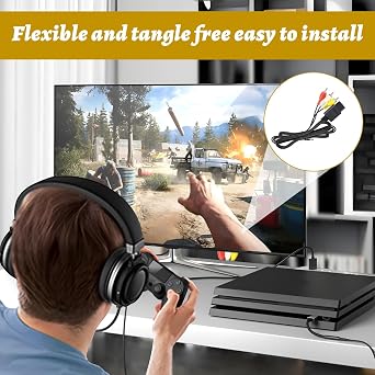 N64 AV Cable - Composite TV Display Cable for Nintendo 64, GameCube, SNES - Replacement Wire Cord With Excellent Picture and Sound (1.8m/6ft)