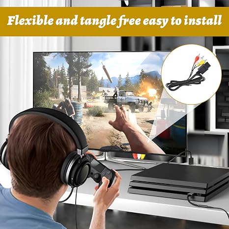 N64 AV Cable - Composite TV Display Cable for Nintendo 64, GameCube, SNES - Replacement Wire Cord With Excellent Picture and Sound (1.8m/6ft)