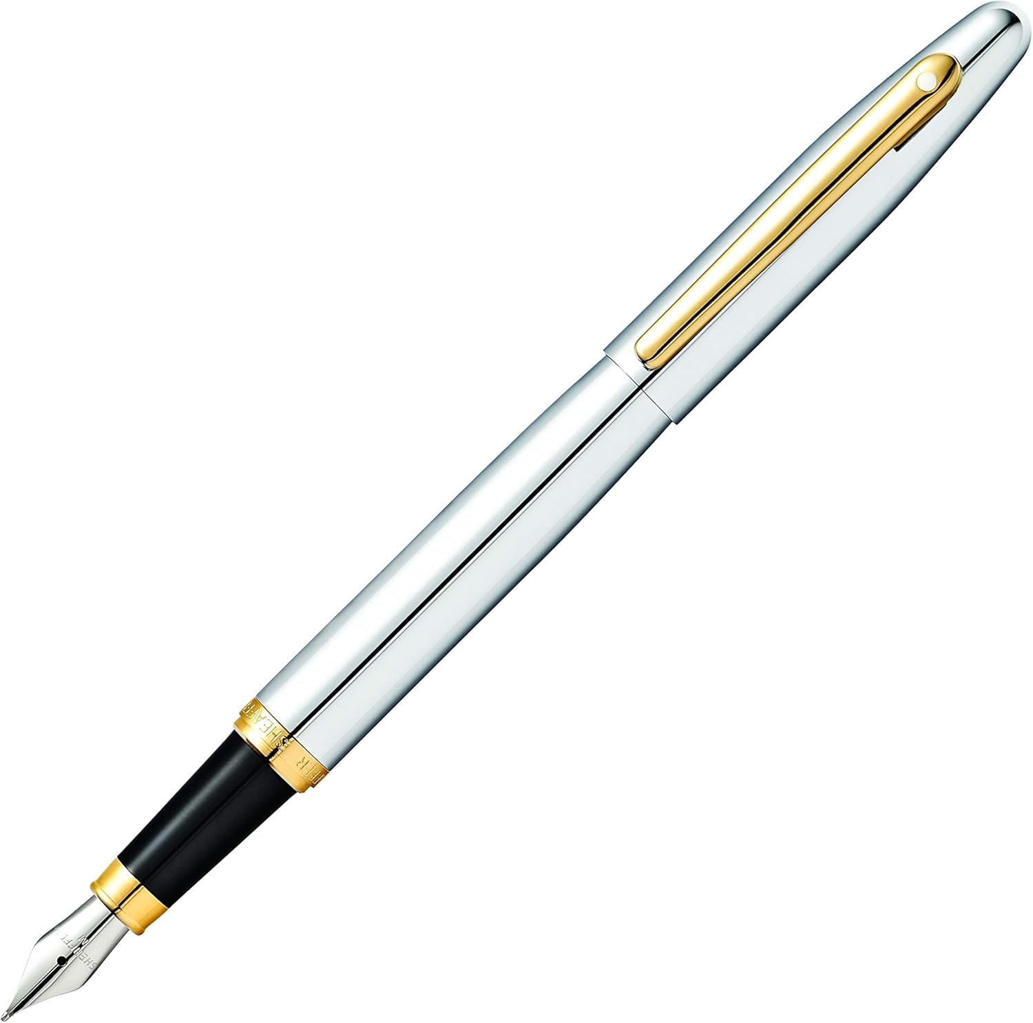 SHEAFFER VFM Chrome Fountain Pen with Polished Gold-Tone Trim