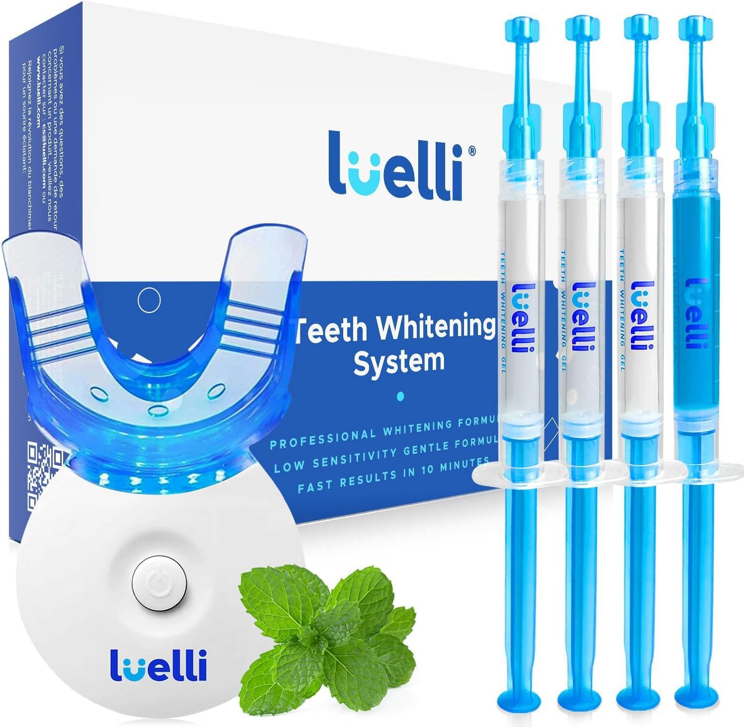 Luelli Teeth Whitening Kit, Teeth Whitening Gel 35% Carbamide Peroxide with UV LED Light Set