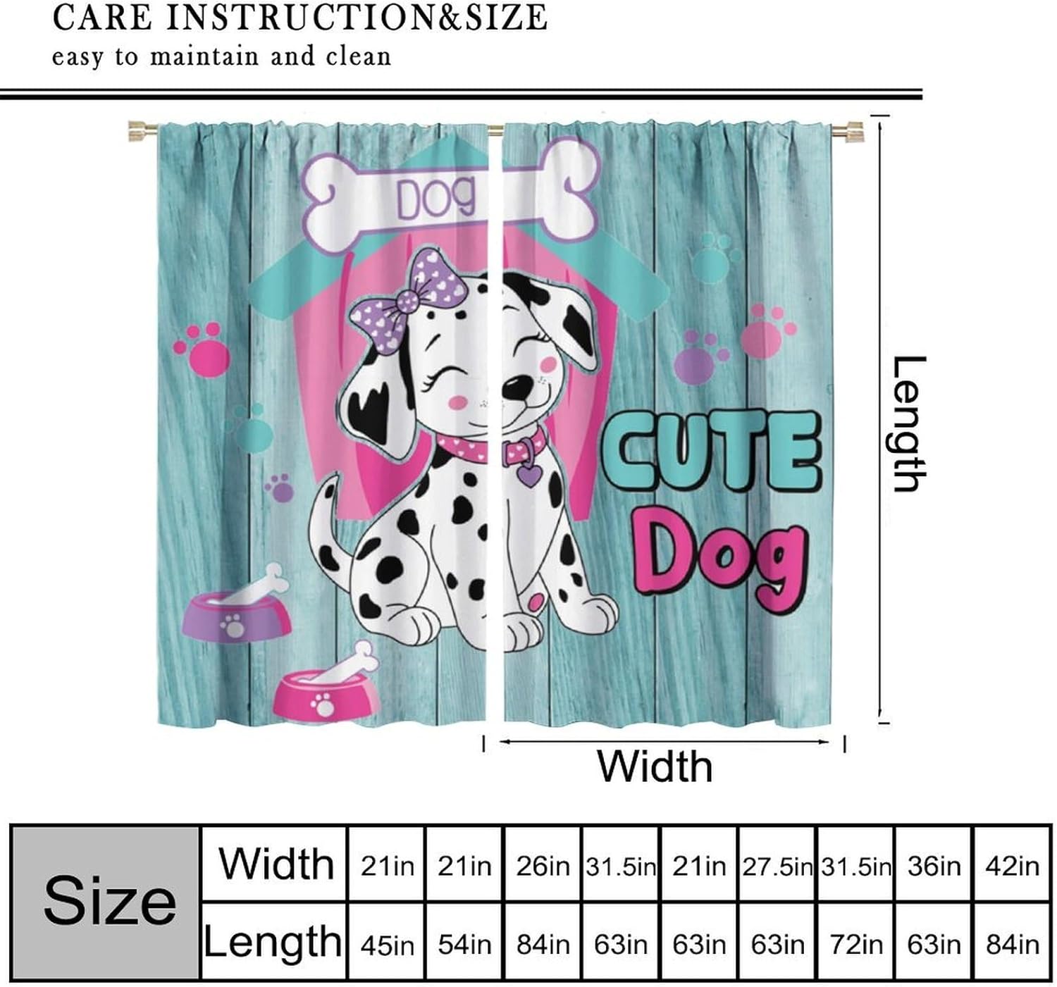 Funny Dog Kids Blackout Curtains,Funny Cute Cartoon Animals Dog Lovers Wooden Board Window Drapes for Bedroom Living Room Kitchen Cafe （W21xL54 Inch） x2 Panels