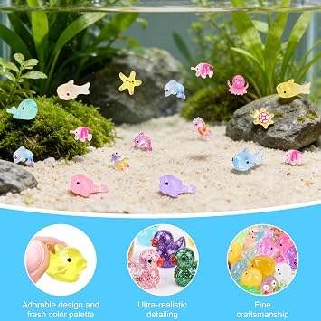 Ryaco 150PCS Mini Resin Animals Bulk, Various Luminous Plastic Tiny Animals Figures Glow in The Dark