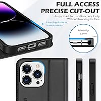 Vista 6 de SHIELDON Funda para iPhone 14 Pro Max 5G de 6.7 pulgadas, funda de cuero genuino tipo cartera con tapa con bloqueo RFID, ranuras para tarjetas, Negro