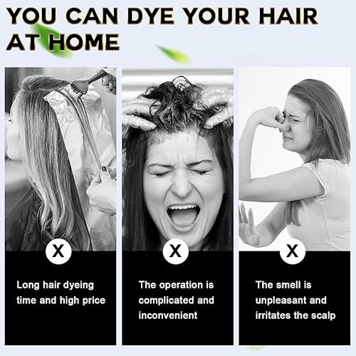 Miniatura 3 de JUANCHI Champú de tinte para cabello gris, champú de color de cabello para mujeres y hombres, cobertura de canas, ingredientes herbarios 3 en 1