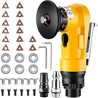 2 in 1 Pneumatic Chamfering Tool - Mini Air Chamfer Tool for C & R Deburring, 45° Arc Corner Beveling Machine for Metal, Acrylic, Wood (Yellow)