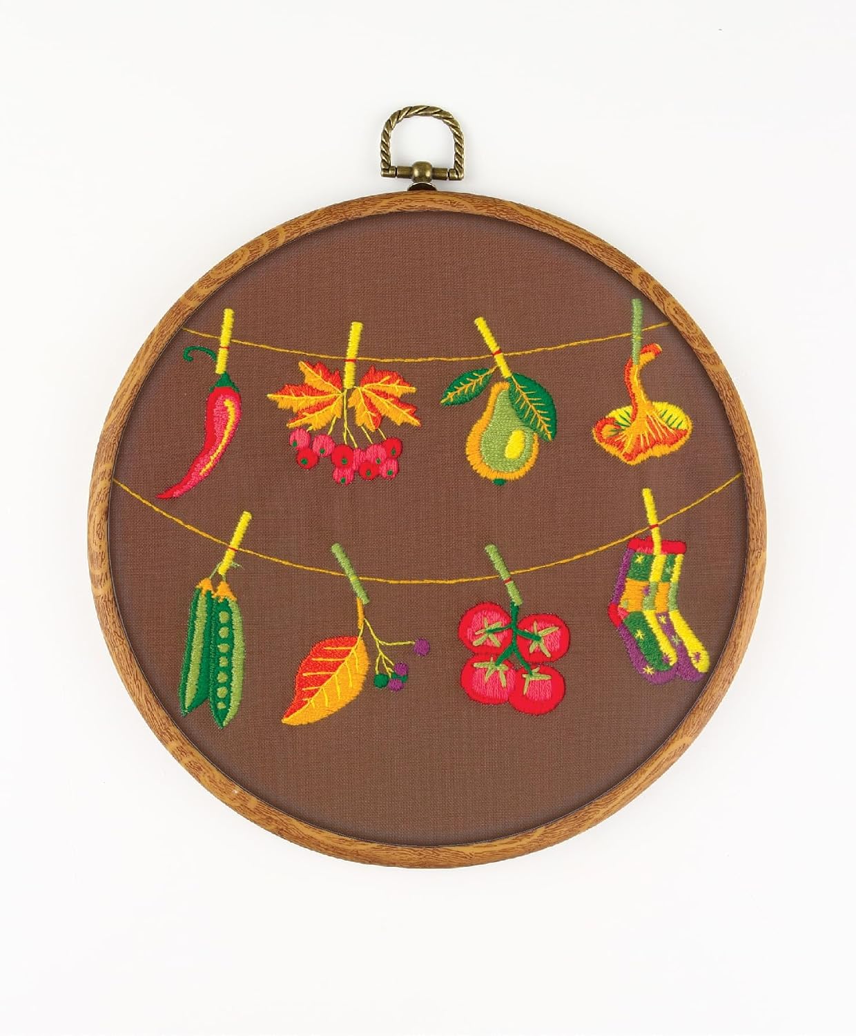 The Gifts of Nature EM278 - DIY Embroidery Kit. Set of Threads, Needles, Stamped Cloth, Needle Threader, Embroidery Clippers and Printed Color Pattern Inside.
