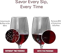Vista 6 de PureWine Phoenix Wine Aerator Pourer Spout - Removes Histamines & Sulfites as You Pour, Red & White Wine Purifier Filter, Helps Allergies &