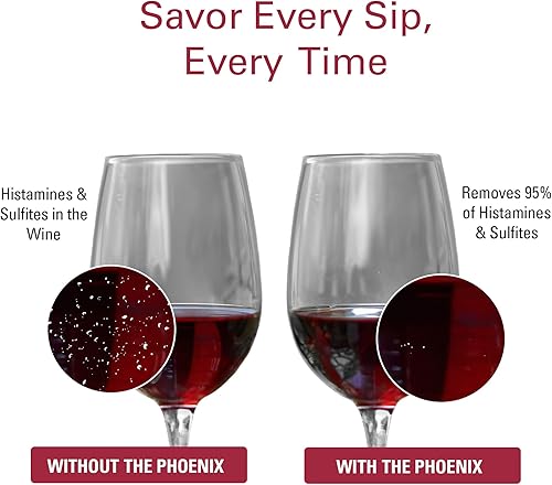 Miniatura 6 de PureWine Phoenix Wine Aerator Pourer Spout - Removes Histamines & Sulfites as You Pour, Red & White Wine Purifier Filter, Helps Allergies &