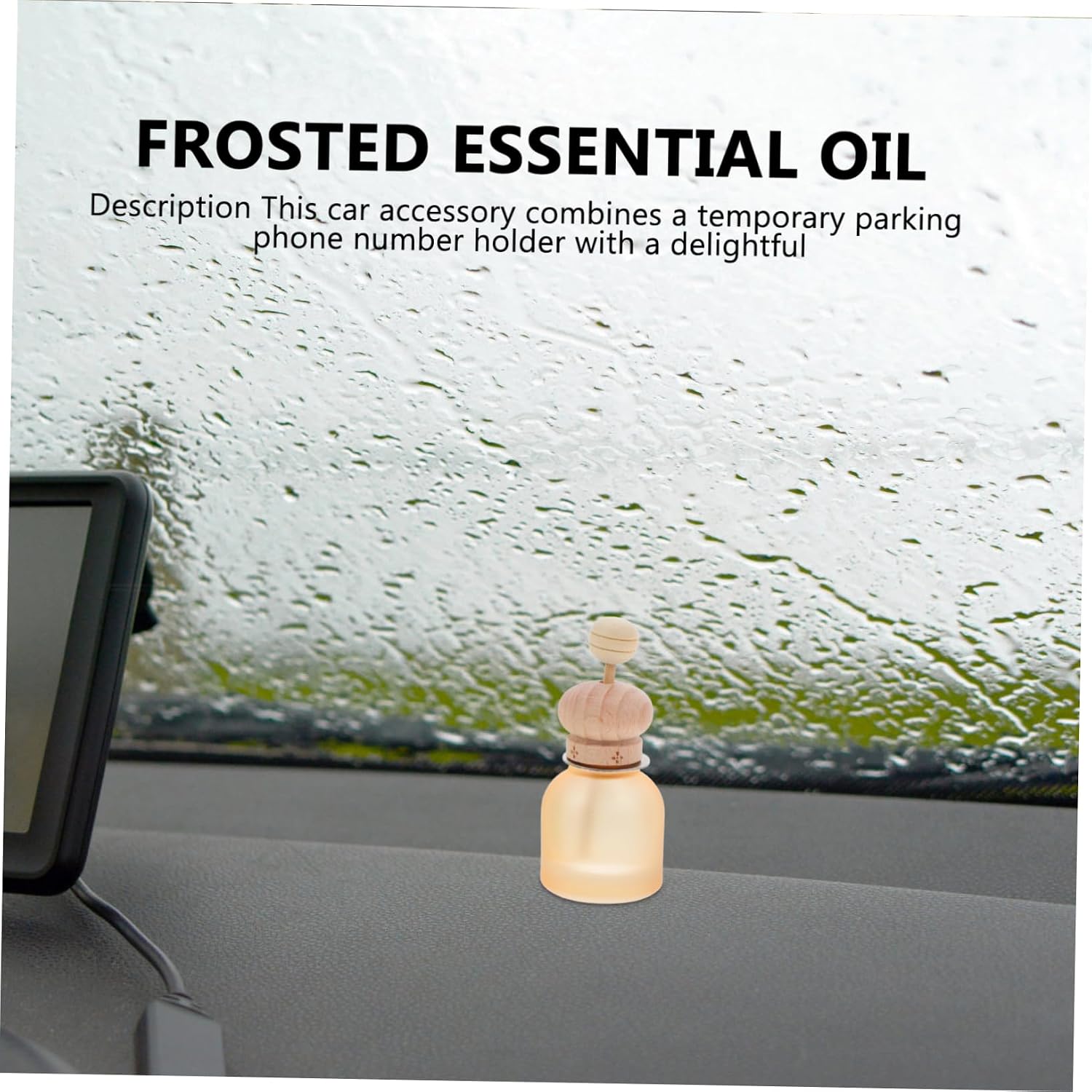 OUNONA 5Pcs Mini Frosted Glass Car Perfume Bottles Refillable Essential Oil Dispenser with Air Vent Clip Decorative Fragrance Holder for Aromatherapy Travel
