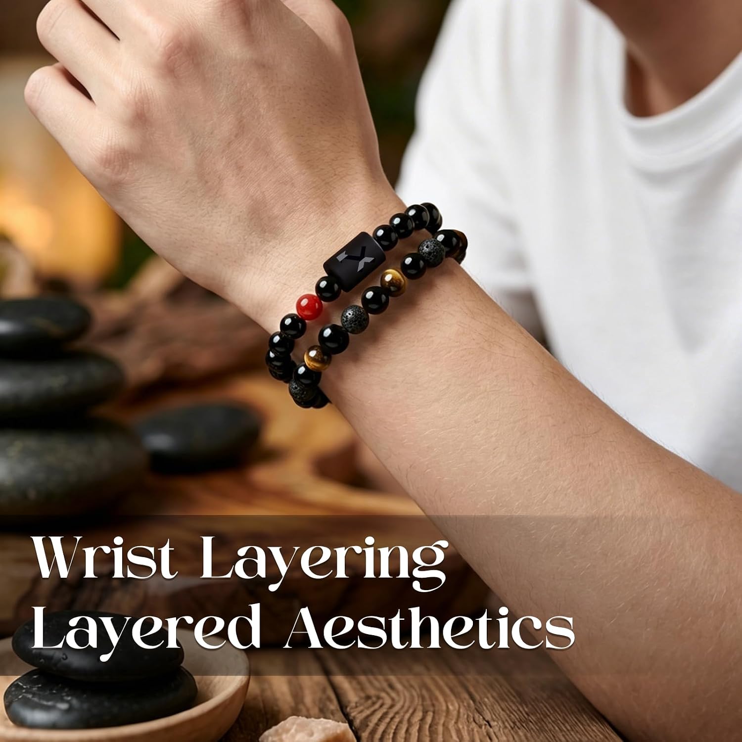 Zodiac Bracelet for Women Star Sign Natural Black Obsidian Bracelet Constellation Horoscope Crystals Bracelet Jewelry Gift 2 pieces 2 Pcs