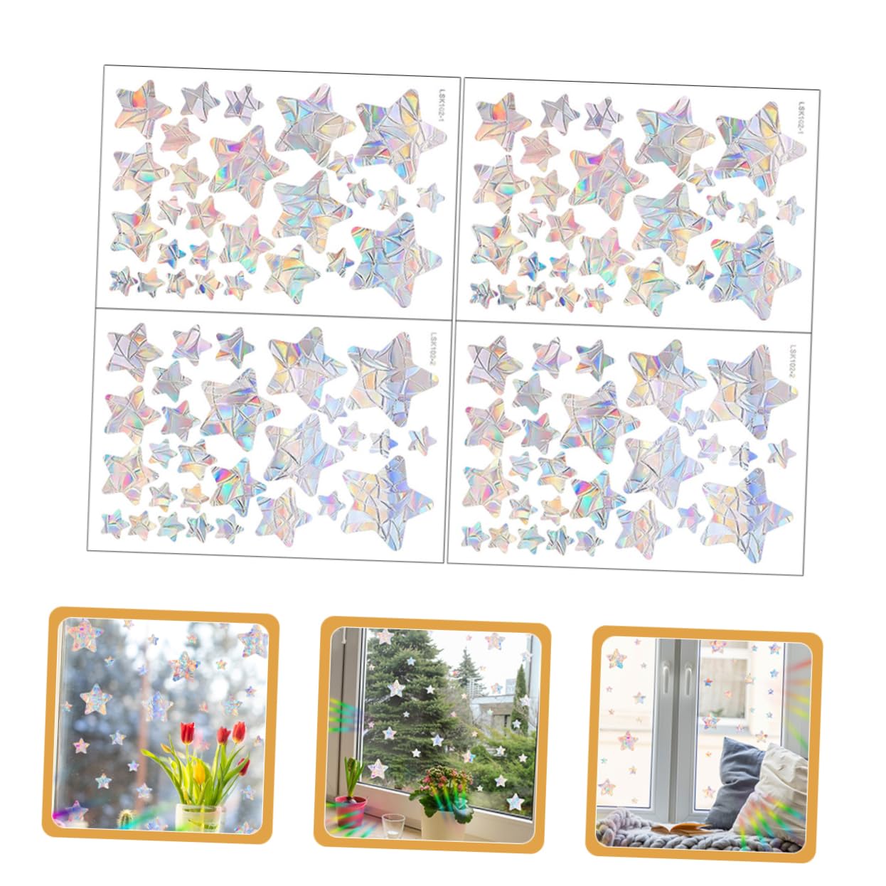 Ciieeo 10juegos Calcomanías De Ventana Anti-colisión Diseño De Estrellas De Pegatinas Para Protección De Aves y Decoración De Interiores