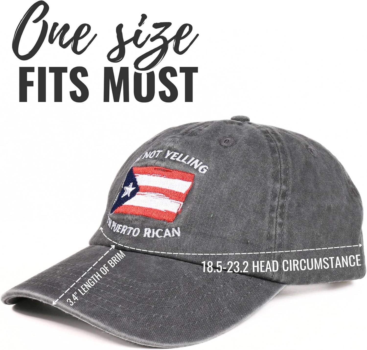 Puerto Rico Flag Gifts & Souvenirs, Embroidered Cap, Adjustable Hat Gifts Accessory for Birthday & Christmas Grey - Image 4