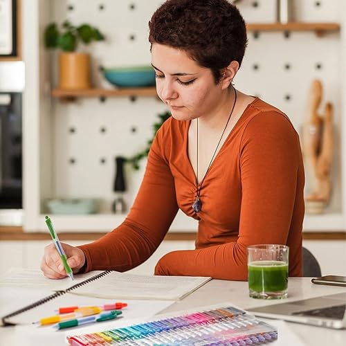 Miniatura 8 de Bolígrafos de gel de colores, 24 colores retráctiles de tinta de gel con agarre, punta media (0.028 in), bolígrafos de escritura suave, perfectos