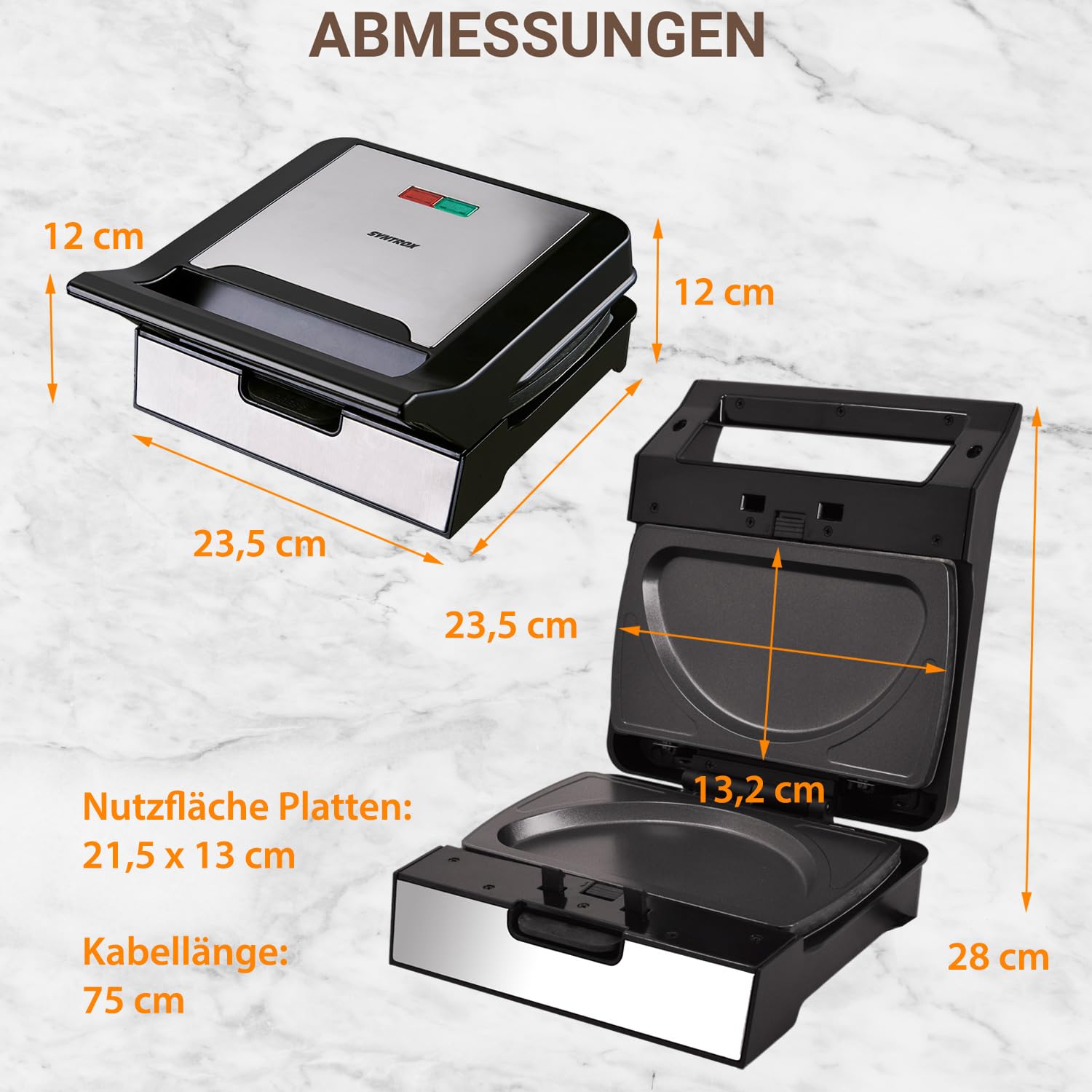Syntrox Germany Omelett Maker MM-1400W mit herausnehmbaren Backplatten
