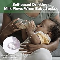 Vista 2 de haakaa Gen.3 - Biberón de vidrio natural con cuello ancho y anticólicos de flujo variable, fácil de limpiar y con pestillo para bebés de 6 meses