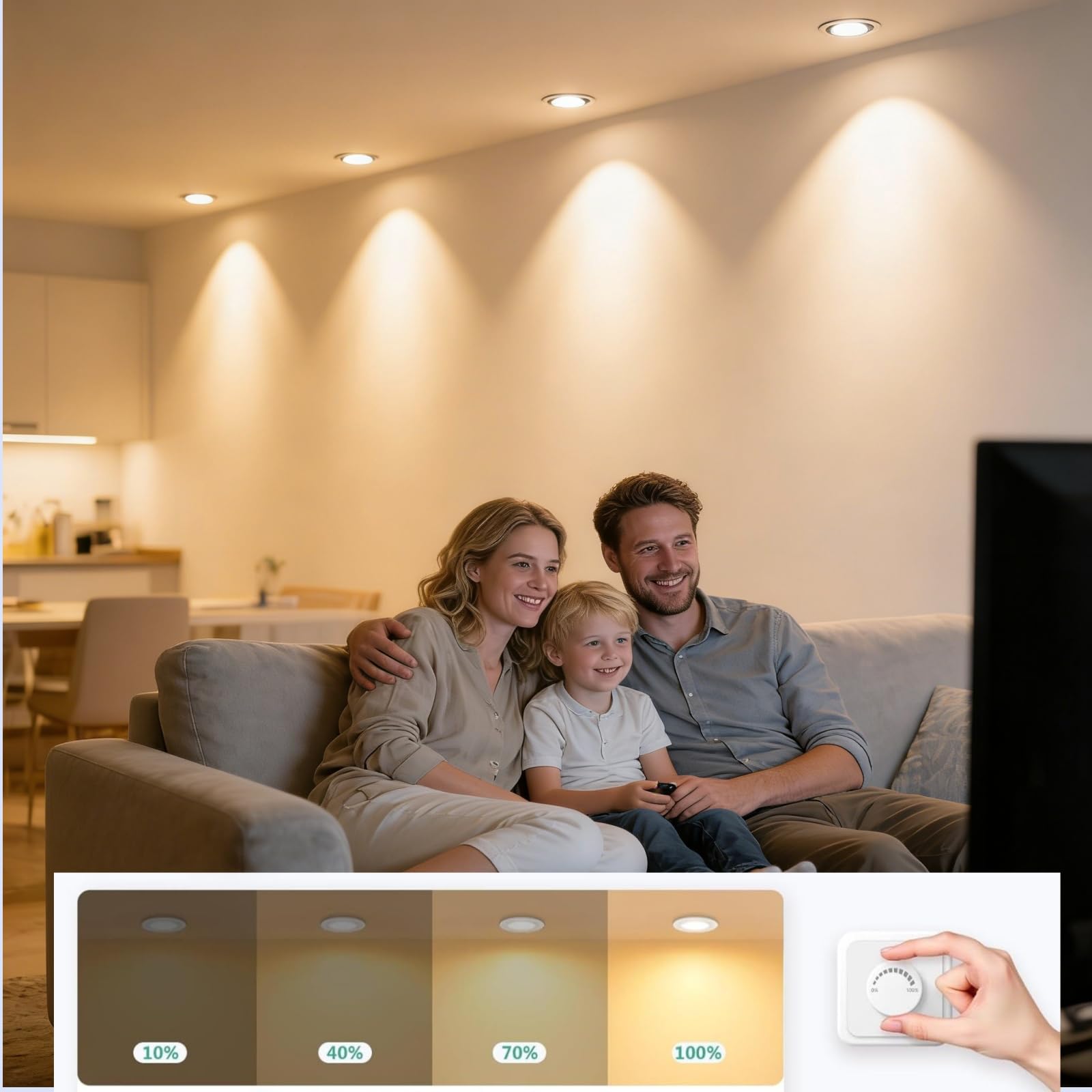 HiBay 16er Set LED Einbaustrahler 230V dimmbar IP44, 7W COB Spot Weiß, 600lm Warmweiß 3000K, Lochmaß 65-85mm, für Badezimmer Küche Wohnzimmer