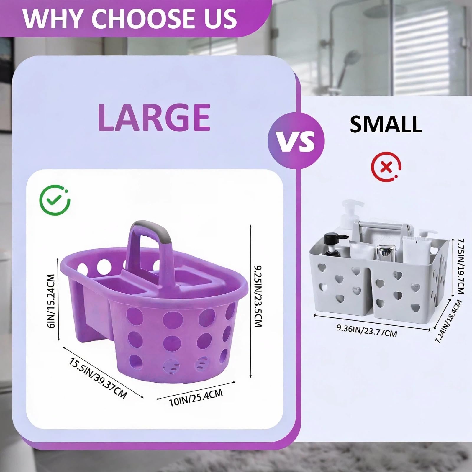 SIMPLYKLEEN Duży przenośny pojemnik prysznicowy, wykonany w USA, plastikowy, duży rozmiar, torba na cukierki z uchwytem, organizer prysznicowy do łazienki, spiżarni, kuchni, akademika, pomarańczowy